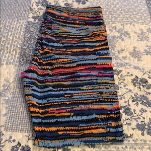 Navy Gold Lt Blue Rope Thread LulaRoe Leggings TC